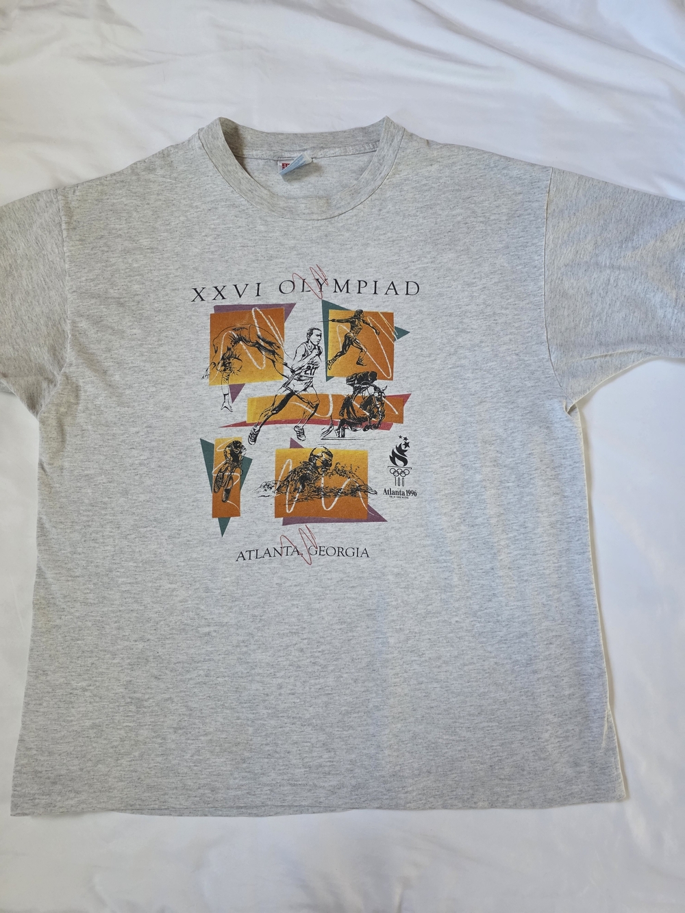 Vintage Olympic Graphic T-Shirt Atlanta 1996 XXVI  - Grey Vintage Grey‎ XL